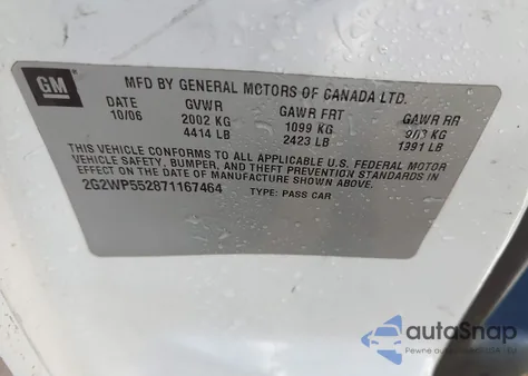 2007 Pontiac Grand Prix from USA, damaged, VIN 2G2WP552871167464